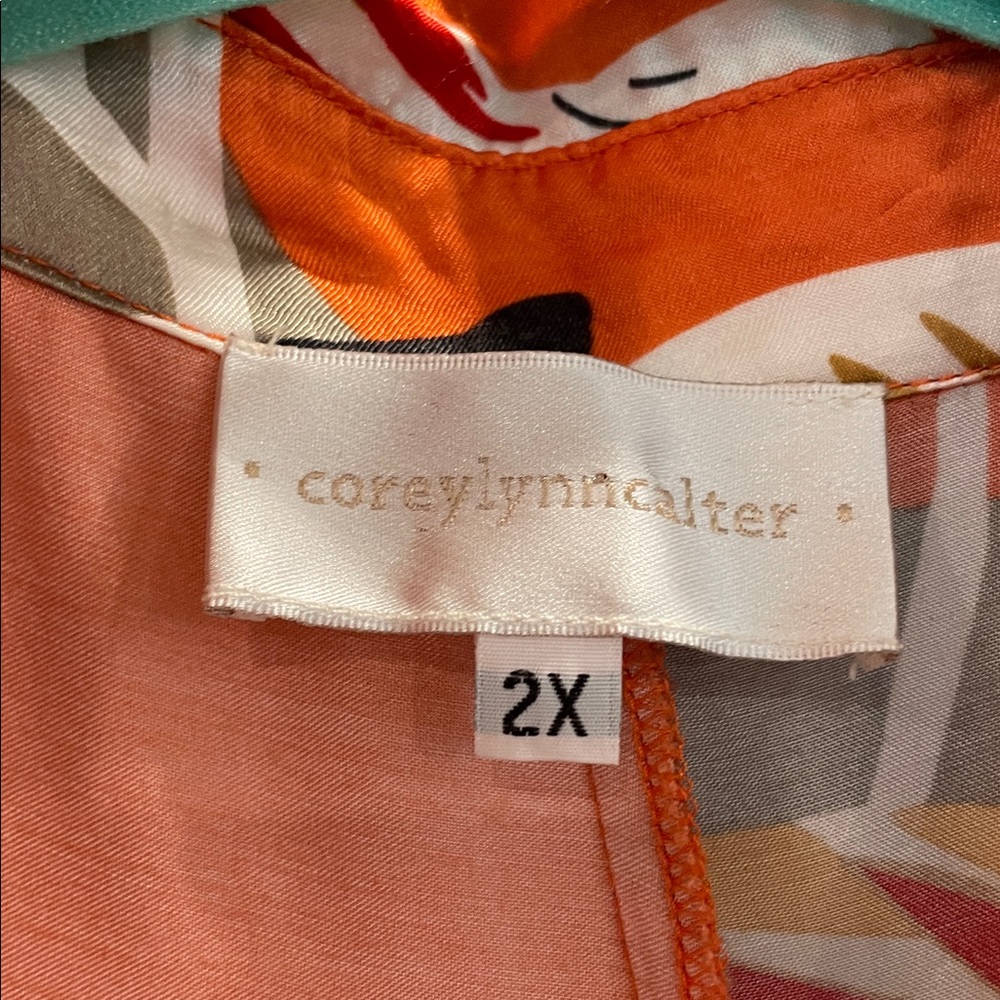 Corey lynn Calter floral satin shirt dress with turn back sleeves - Picture 3 of 4